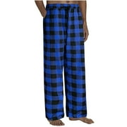 Ovticza Soft Fleece Men's Plaid Pajama Pants with Pockets Blue S