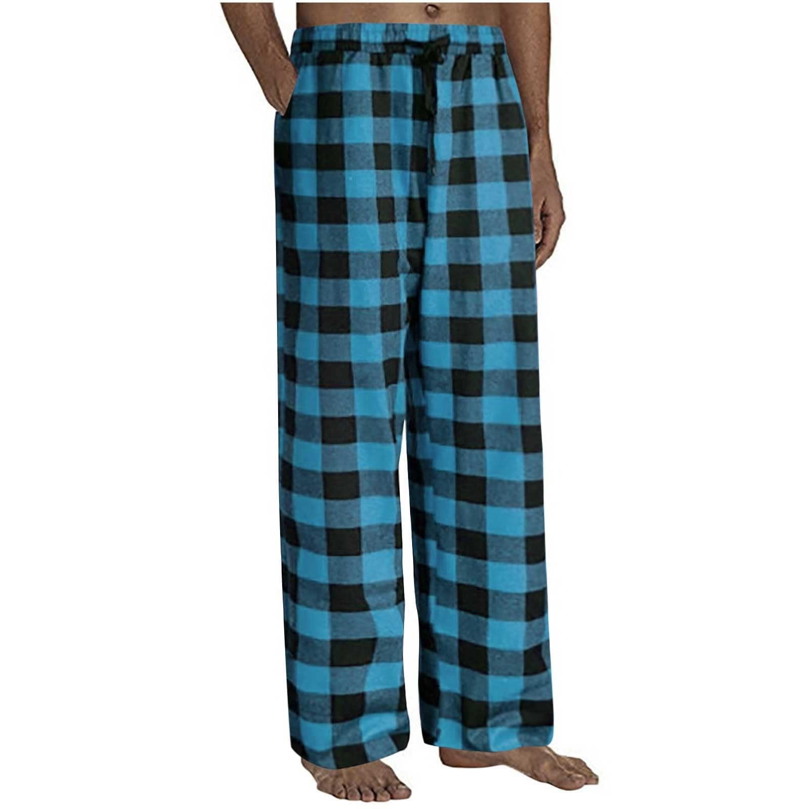 Ovticza Soft Fleece Men's Plaid Pajama Pants with Pockets Dark Green 2XL 