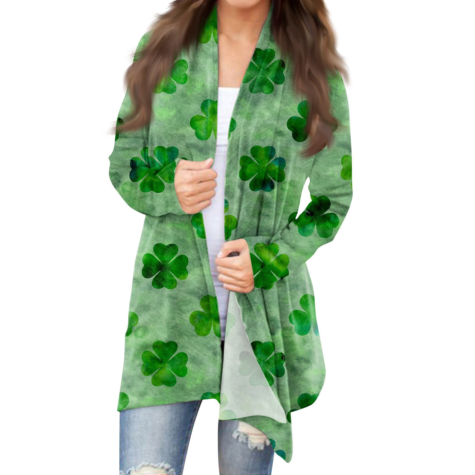 Ovticza St. Patricks Day Sweater Shamrock Green Graphic Loose Fit