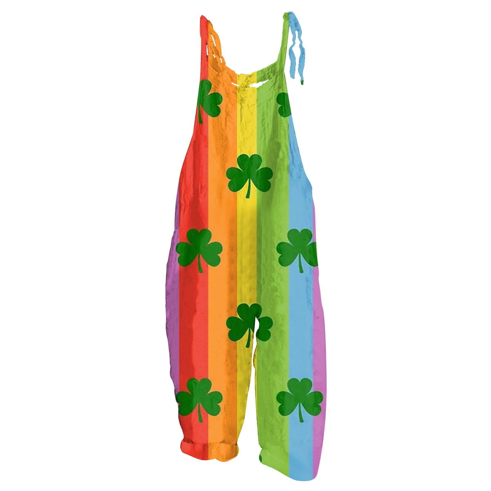 Ovticza St Patricks Day Women's Fashion Overalls Scoop Clover Green