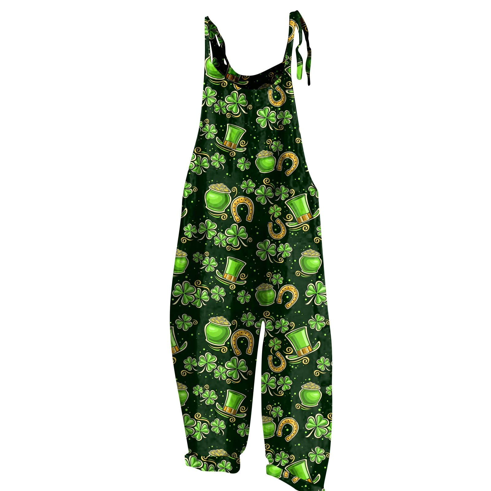 Ovticza St Patricks Day Womens Overalls Clover Graphic Loose Fit