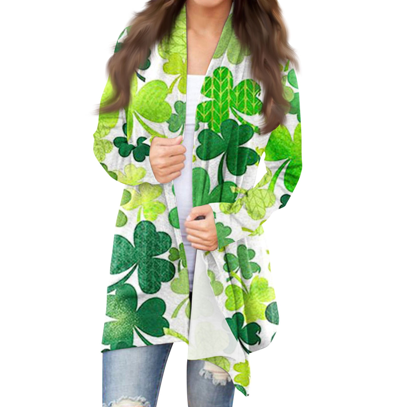 Ovticza Sweater for Women St Patricks Day Shamrock Graphic Clover Long