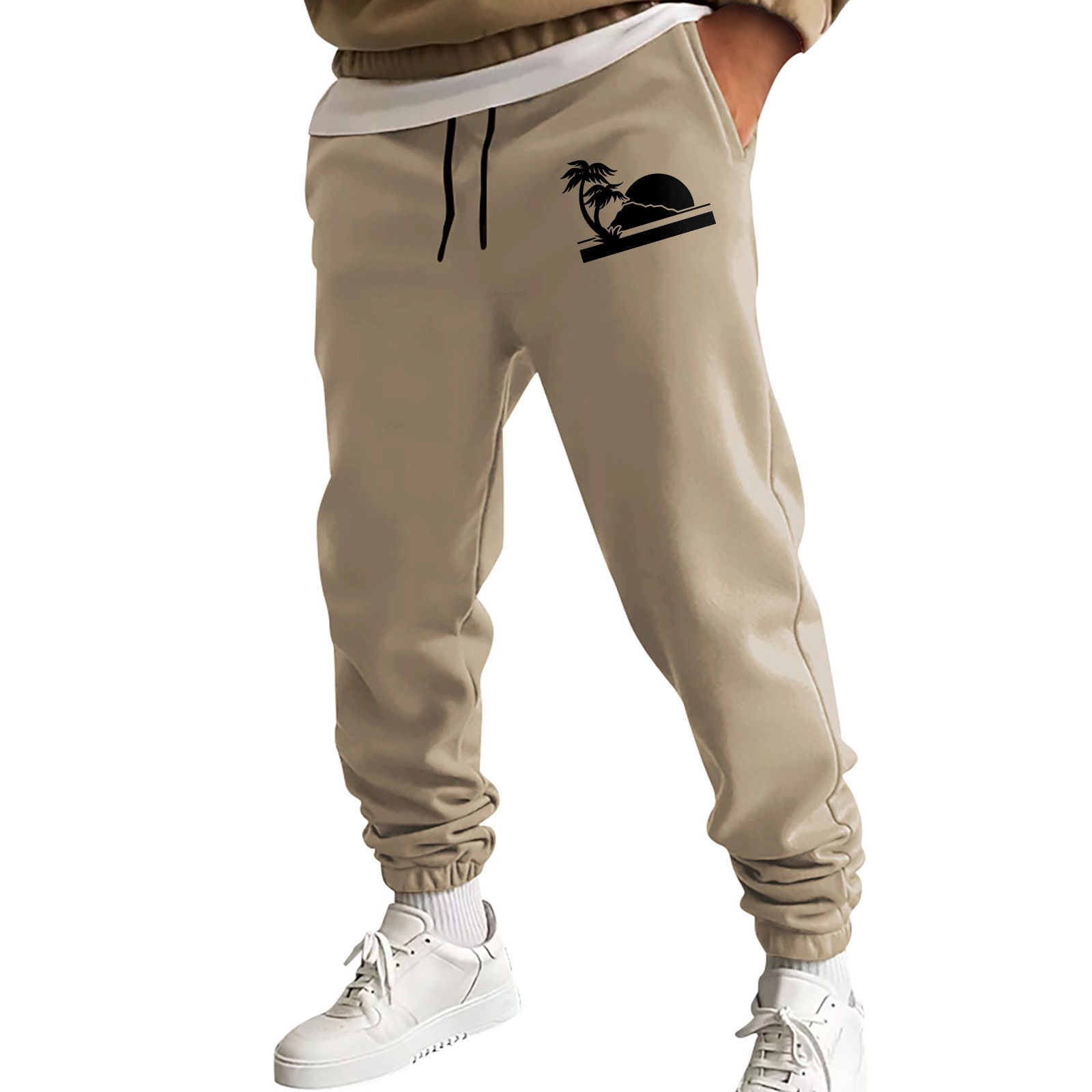 Ovticza Sweatpants for Men Cinch Bottom Joggers Pants Solid Graphic Gym