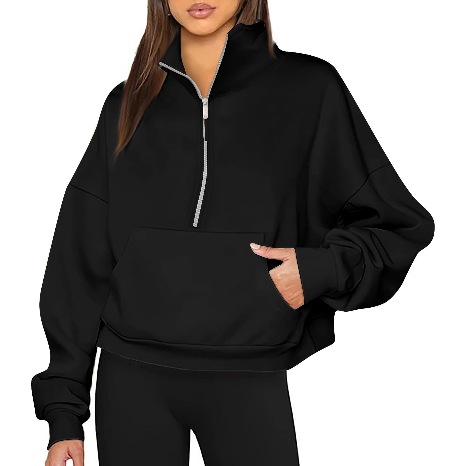 Ovticza Thin Zip Up Hoodie Women Half Zip Up Long Sleeve Lightweight ...