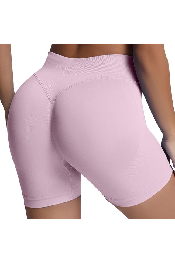Women Workout Impact Shorts 3.6"/ 4.5"/ 6" Scrunch Butt Lifting Gym Seamless Booty Biker Shorts Pink XS