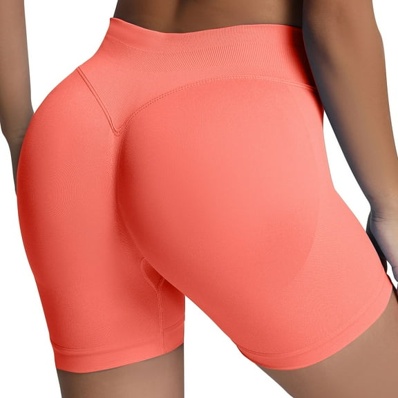Ovticza Women Workout Impact Shorts 3.6"/ 4.5"/ 6" Scrunch Butt Lifting Gym Seamless Booty Biker Shorts Watermelon Red XS