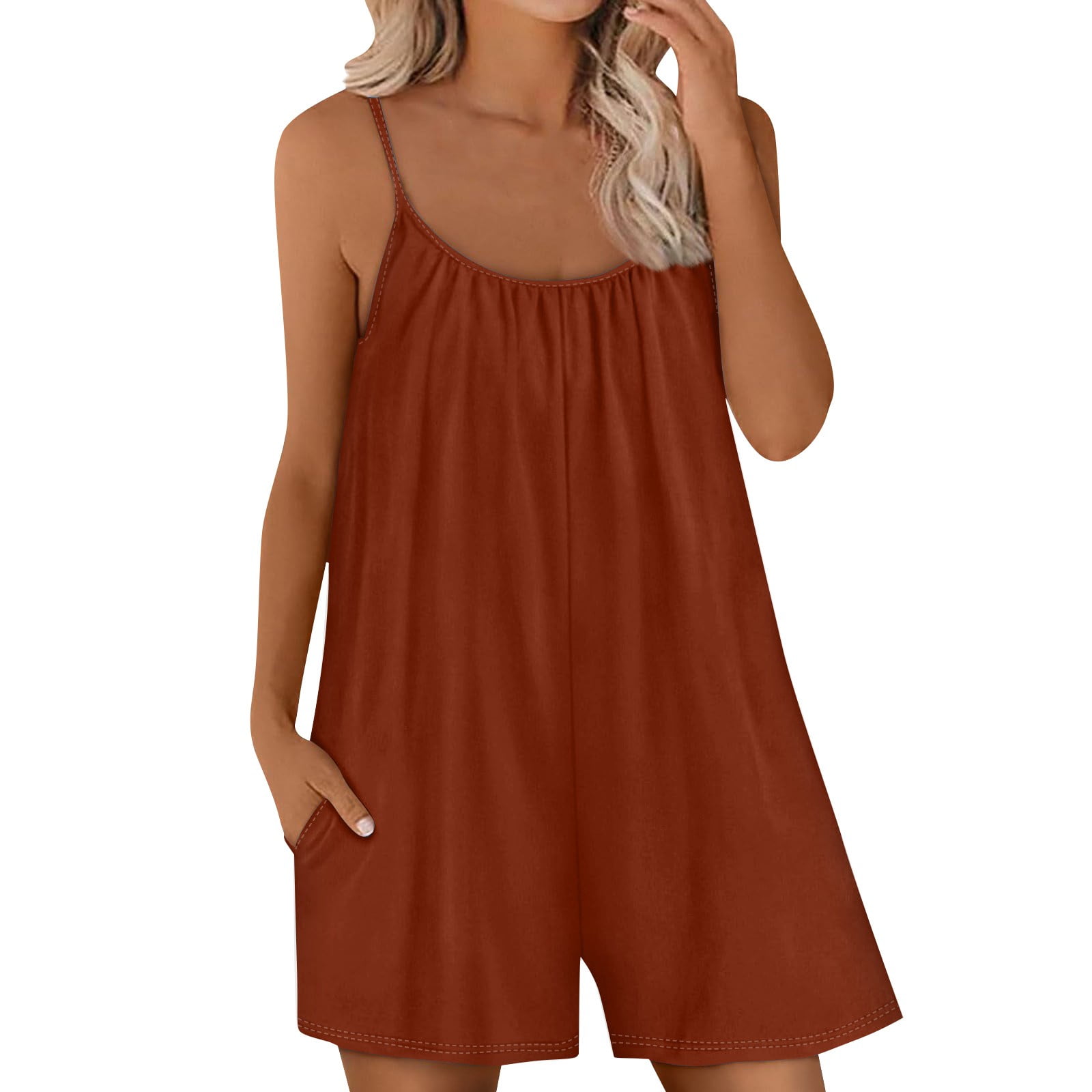 Ovticza Women's Rompers Summer 2024 Casual Adjustable Strap Sleeveless