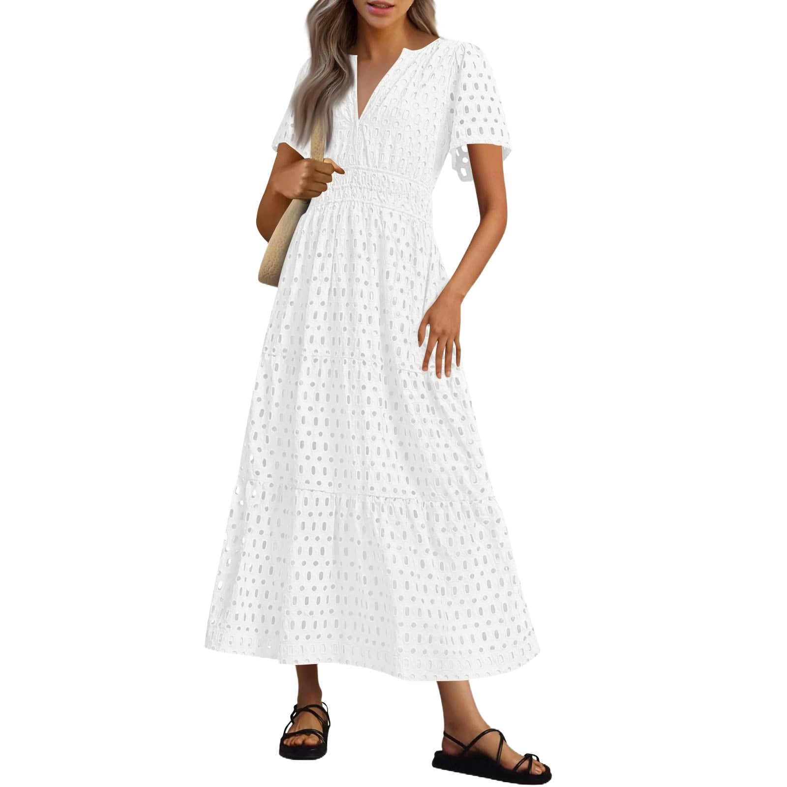 flowy ivory dress Ottavia Maxi Dress | Flowy Maxi Dress With Embroidery