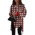 thumbnail image 1 of Ovticza Womens Button Down Shirts Casual Long Sleeve Dress Shirt Plaid Print Oversized Work Blouse Top Red 2XL, 1 of 6