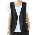thumbnail image 1 of Ovticza Womens Cotton Linen Vest Casual Sleeveless Blazer Cardigans Lightweight Jacket Waistcoat Black 2XL, 1 of 5