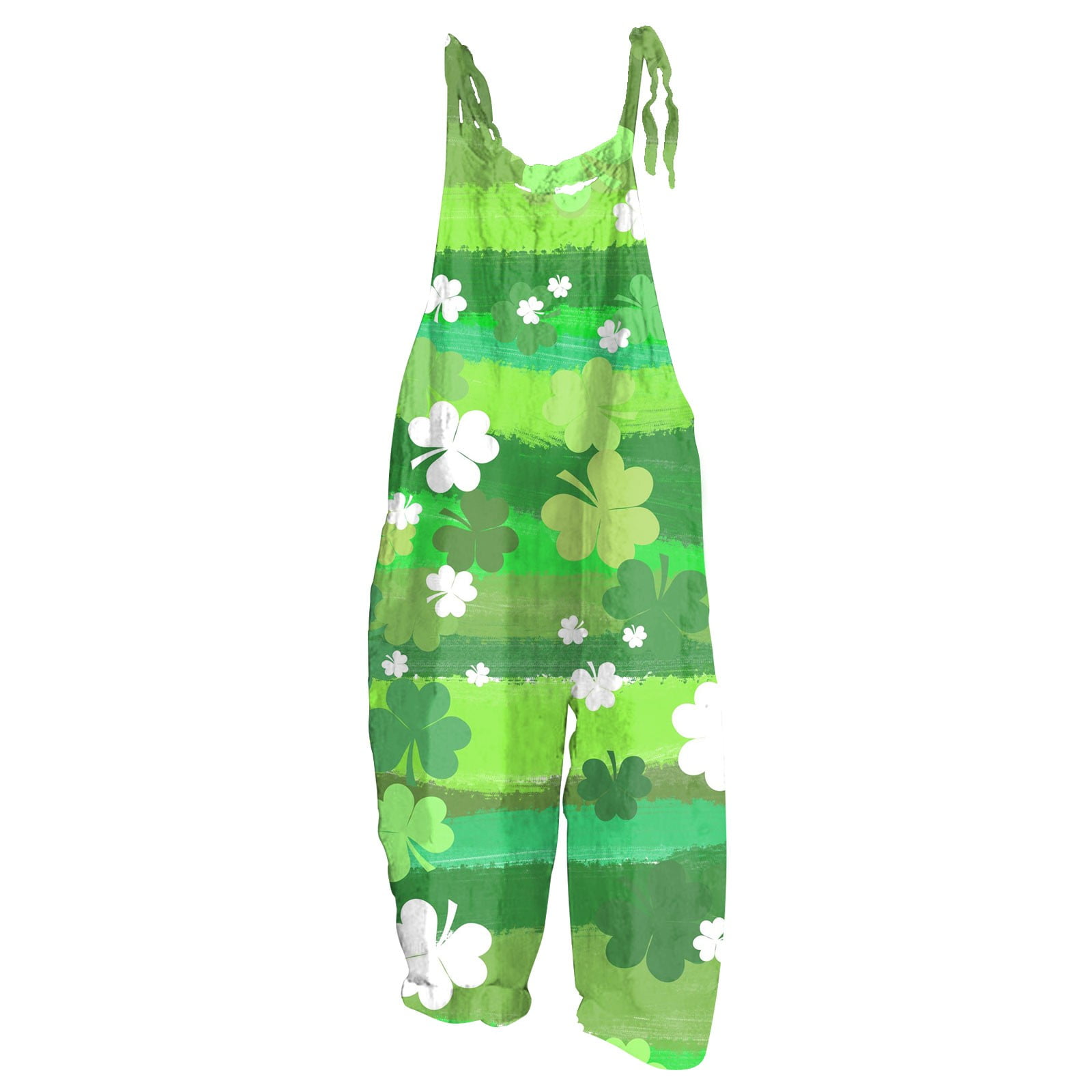 Ovticza Womens Sexy Jumpsuit St Patricks Day Sleeveless Scoop Loose Fit Shamrock Holiday Womens
