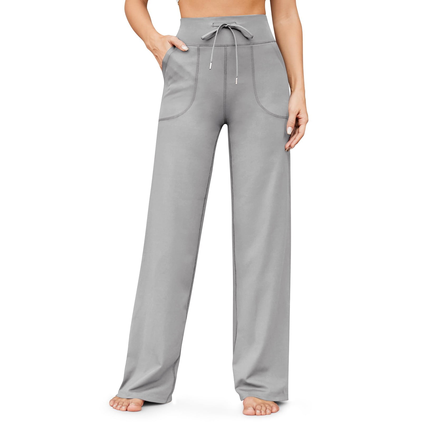 Ovticza Yoga Pants Women Wide Leg Pants with Pockets High Waist Stretch