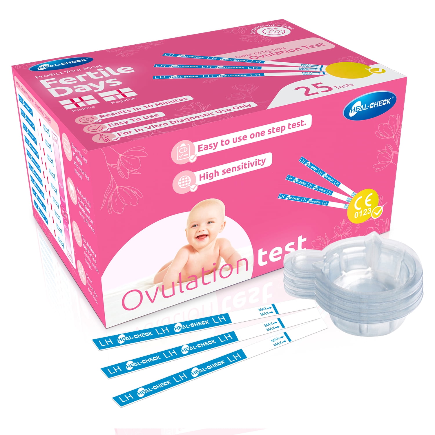 Ovulation Test Strips, HEALCHECK 25 Count LH Tests, 5mm Width