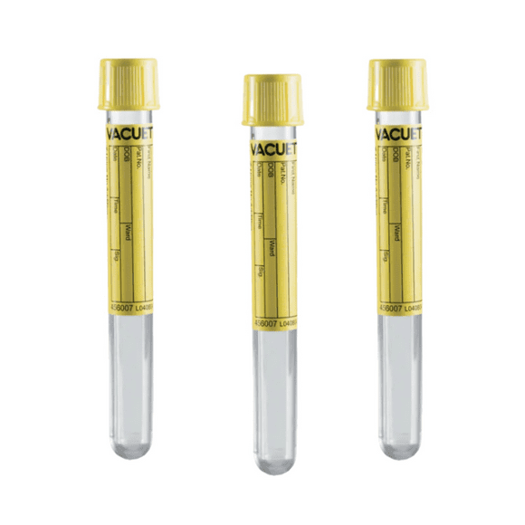 Ovus Medical Vacuum Urine Tube - No Additive, Yellow Cap, 100 Count