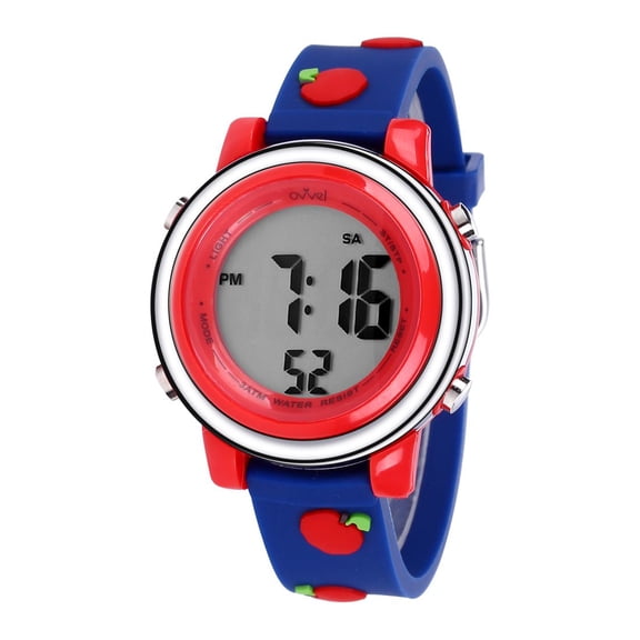 Ovvel Girls Watch – Pretty and Cute Kids Cartoon Digital Wristwatch With Teaching Display Time Teacher - Apples