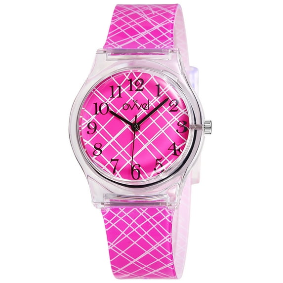 Ovvel Girls Watch – Pretty and Cute Kids Wristwatch With Teaching Analog Display Time Teacher - Japanese Quartz Movement - Pink Mix