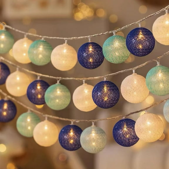 Ovzne 1.5M Cotton Ball String Lights – Warm Glow Battery-Powered Holiday Decor