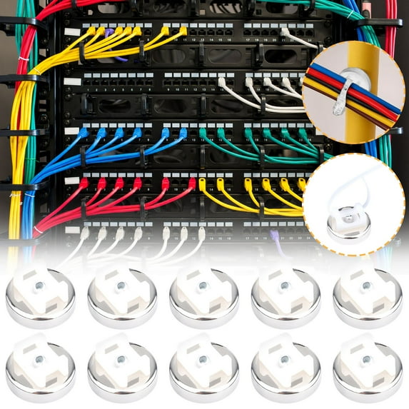 Ovzne 10-Piece Magnetic Cable Zip Tie Base - Heavy-Duty Organizer For Wires Cables