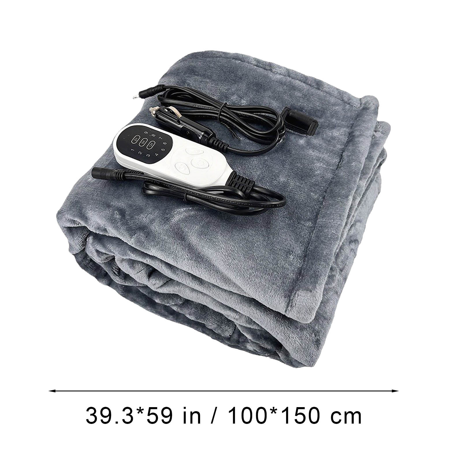 Ovzne 150×100Cm Car Home Heated Blanket – 9 Heat Levels,8-Hour Auto-Off,Etl-Certified Flannel Throw