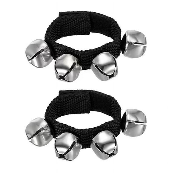 Ovzne 2-Pack Wrist Bells, 8.7In (22Cm) Ankle Bells Bracelet Percussion Instruments With 4 Bells, Polyester Metal For Party Christmas