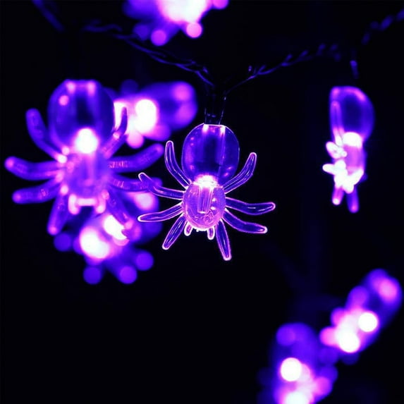 Ovzne 20 Led Spider String Lights – 118 Inches Purple Halloween String Lights, Battery-Powered For Indoor/Outdoor Yard, Home Party Decor