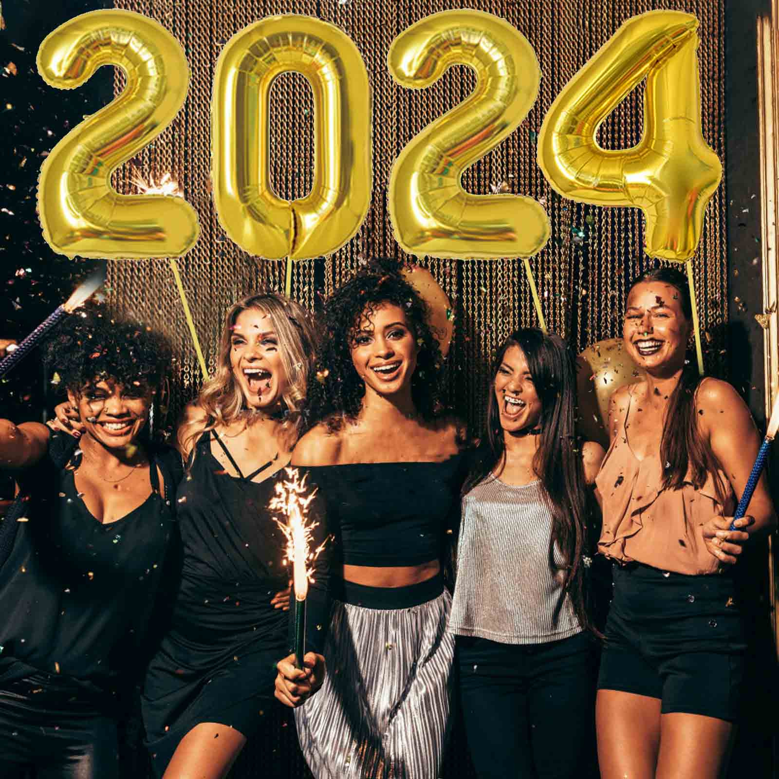 Ovzne 2024 Balloons, 40 Inch 2024 Balloon Numbers, 2024 Foil Number Balloons, Large 2024 Balloons for 2024 New Years Eve Party Supplies Birthday Anniversary Graduation Decorations Savings Clearance