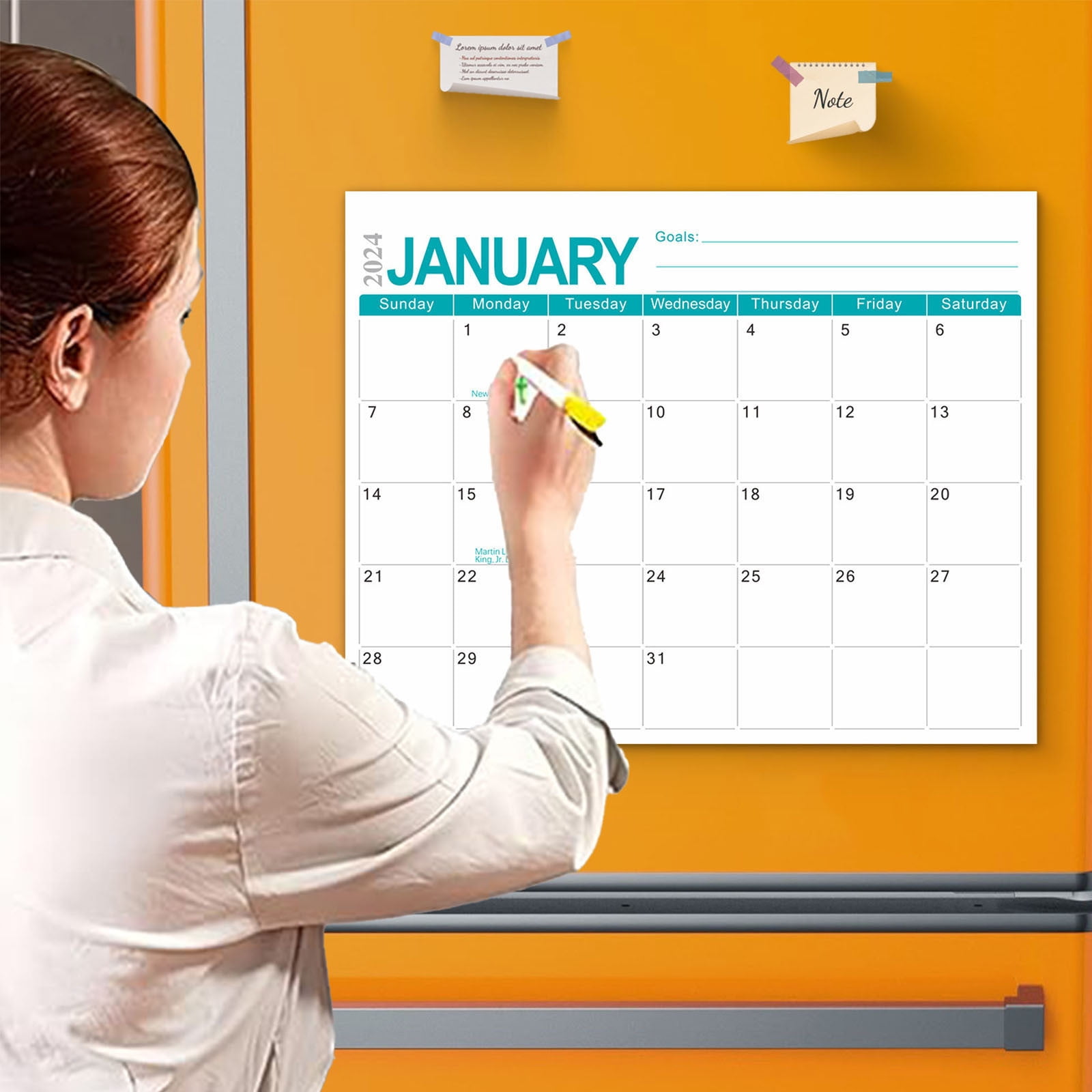Ovzne 2024 Calendar 18 Months English Refrigerator