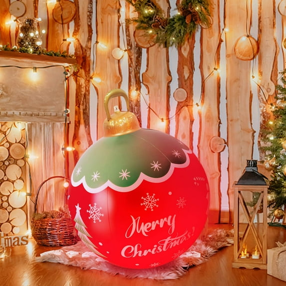 Ovzne 2024 Christmas Decoration Bell Ball 24inch Outdoor Christmas Inflatable Decorated Ball Pvc Inflatable Christmas Ball Christmas Tree Decorations