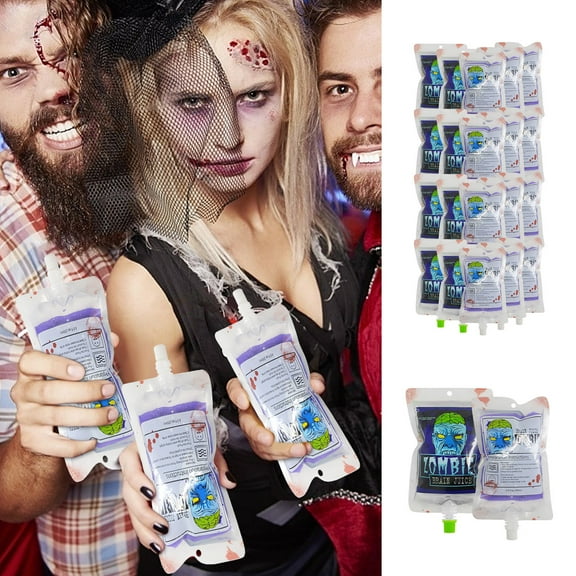 Ovzne 20Pc 250Ml Halloween Plasma Bag Packaging Bags - Horror Themed Party Drink Containers For Halloween Gatherings