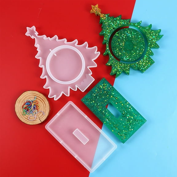 Ovzne 2Pcs Christmas Tree Silicone Mould - Multifunctional Diy Resin/Cake/Biscuit Mold With Mirror Finish
