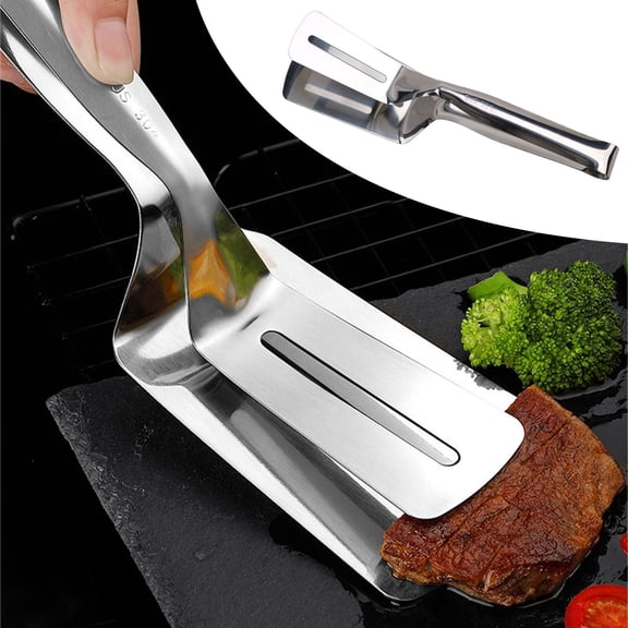 Ovzne 304 Stainless Steel Fish Flipper Clip, Non-stick Multi-purpose Kitchen Shovel Father's Day Gift