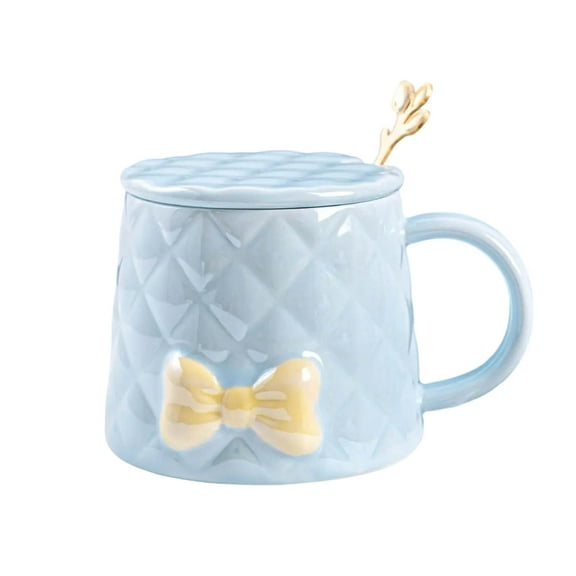 Ovzne 350 Ml Porcelain Coffee Tea Cup Bowknotknot Coffee Mug Ceramic Cup With Bowknotknot And Handle Cute Mug Product Size: 8 * 7.5Cm