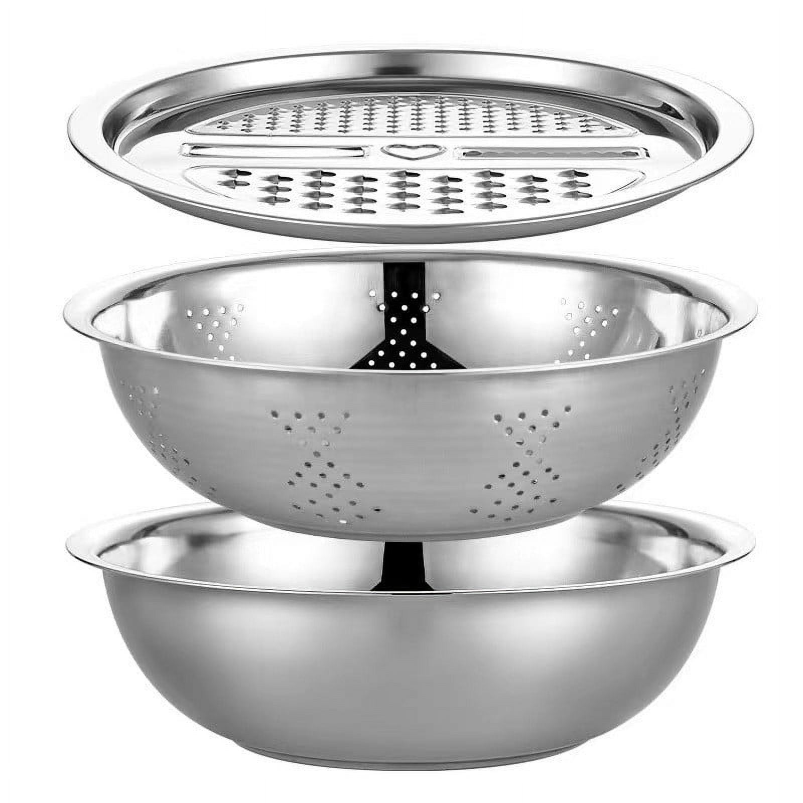 Stainless Steel Colander With Bowl Set - 4-in-1 Kitchen Strainer For Pasta, Rice & Veggies - View #4