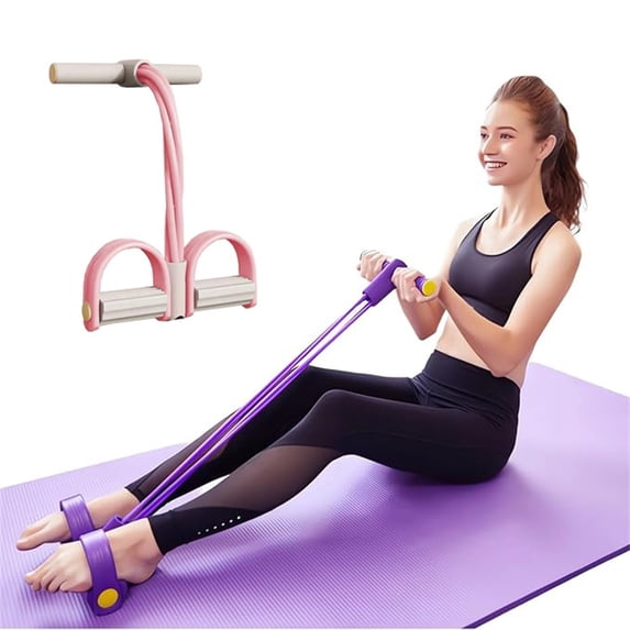 Ovzne 4-Tube Resistance Bands with Pedal for Full Body Workout Core Training