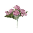 thumbnail image 1 of Ovzne 5-Fork Embroidered Peony - Vintage Silk Artificial Flowers, 11.4X6.7 Inches, For Home, Hotel, Office, Party Decor, Evergreen Romantic Decorations, 1 of 5