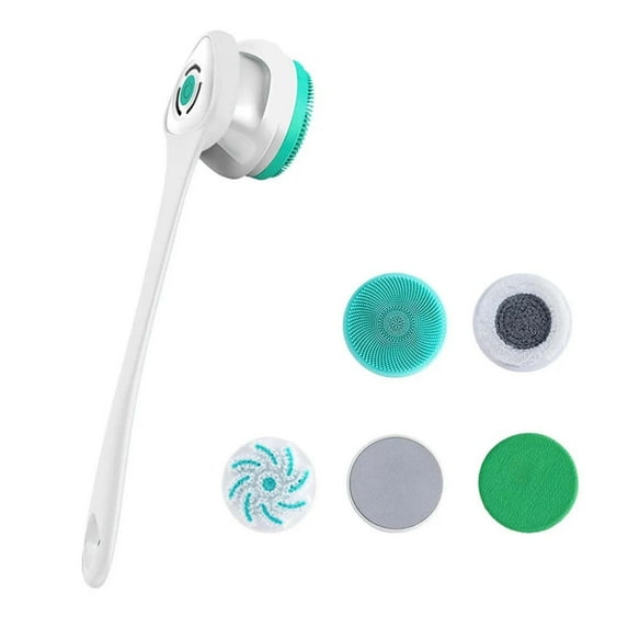 Ovzne 5-In-1 Multi-Functional Body Cleaning Brush - Long-Handled Shower Brush With Detachable Heads, Rechargeable, Ipx7 Waterproof, For Back Rubbing, Exfoliating Massage