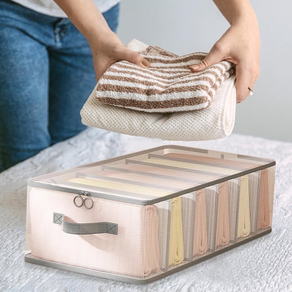 Ovzne 6-Compartment Clear Pvc Organizer Bag – Foldable Drawer Divider For Clothes Travel