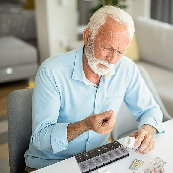 Ovzne 7-Day Pill Storage Box - Morning, Afternoon Evening Dispenser, 9.45X4.72X0.98Inch, Large Capacity With 14 Compartments