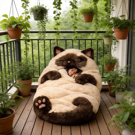 Ovzne Adorable Cat Sleeping Bag – Envelope-Style Adult Sleep Sack With Whimsical Feline Design