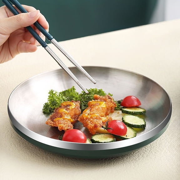 Ovzne Army Stainless Steel Tableware Set - Portable Fruit Plate With Chopsticks Spoon