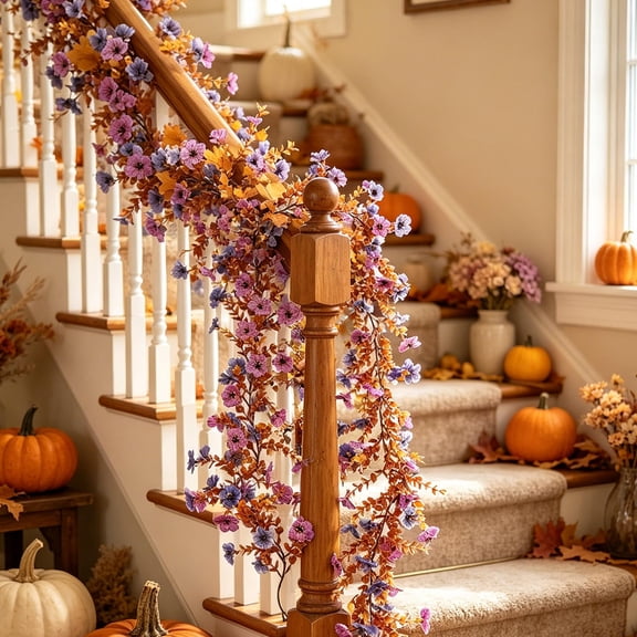 Ovzne Autumn Orange Vines 4-Pack Faux Hanging Rattan For Home & Party Decor