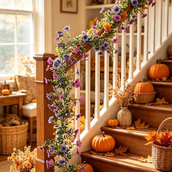 Ovzne Autumn Orange Vines 4-Pack Faux Hanging Rattan For Home & Party Decor