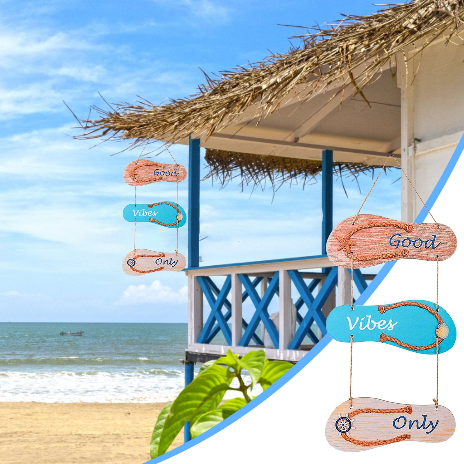 Ocean Decor Panelee Wooden Flip Flop Wall Hanging Summer Beach