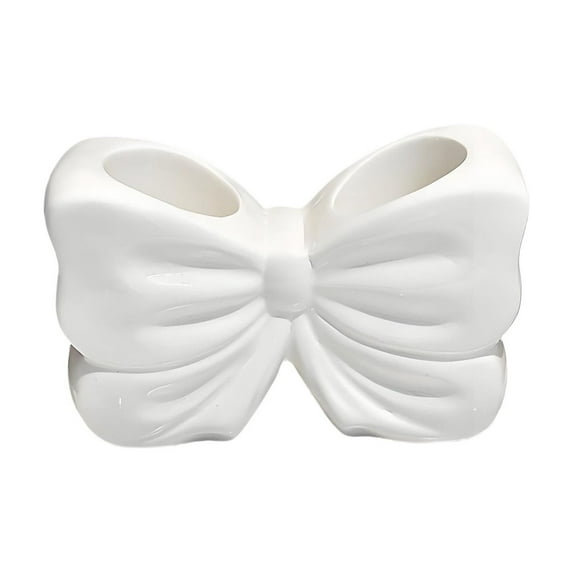 Ovzne Bow-Shaped Toothbrush Holder – Pink Resin Bathroom Organizer For Countertop Or Sink