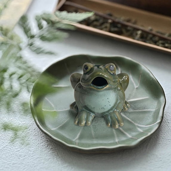 Ovzne Ceramic Frog Statue | Garden Courtyard Pottery Decoration Indoor Outdoor Ornament