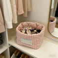 thumbnail image 1 of Ovzne Checkered Fabric Storage Basket For Desk Cosmetics Small Item Organization, 1 of 7