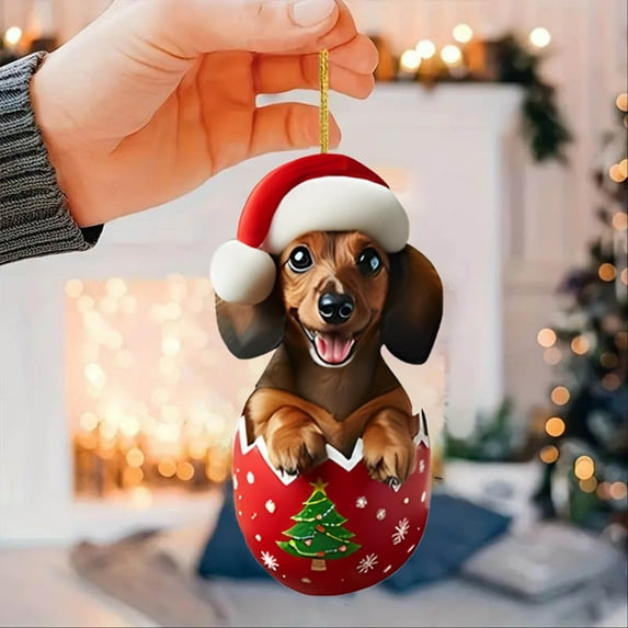 Ovzne Christmas Dachshund Hanging Tag - Festive Car Home Decor, Versatile Bag Decoration Tag Keychain, Perfect Christmas Gift