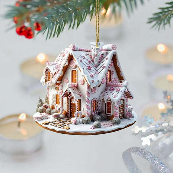 Ovzne Christmas Exquisite House Acrylic Hanging Decoration – Festive Tree Ornament, Versatile Home Wreath Decor, Ideal Gift For Holidays Special Occasions