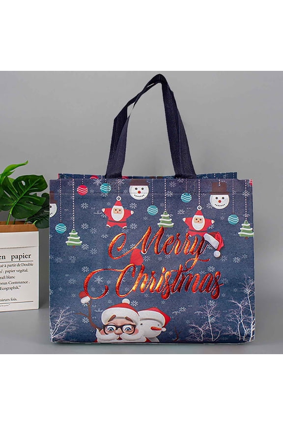 Christmas Tote Bags With Handles, Christmas Reusable Grocery Bags Multipurpose Non-woven Large Gift Bag Grocery Shopping Bags For Holiday Christmas Party 2024 Clearance Sales