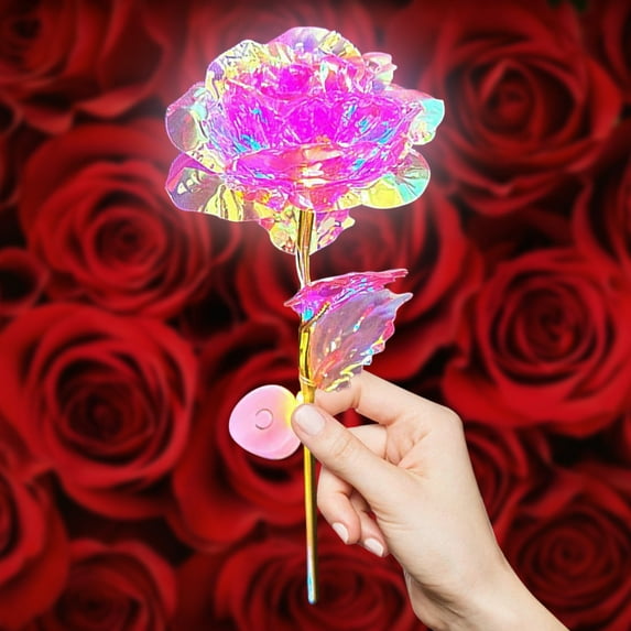 Ovzne Colorful Luminous Artificial Rose - Pvc Petals Leaves With Colorful Lights, Unique Home Decor, Perfect Valentine's Day Gift For Lovers, Eternal Symbol Of Affection